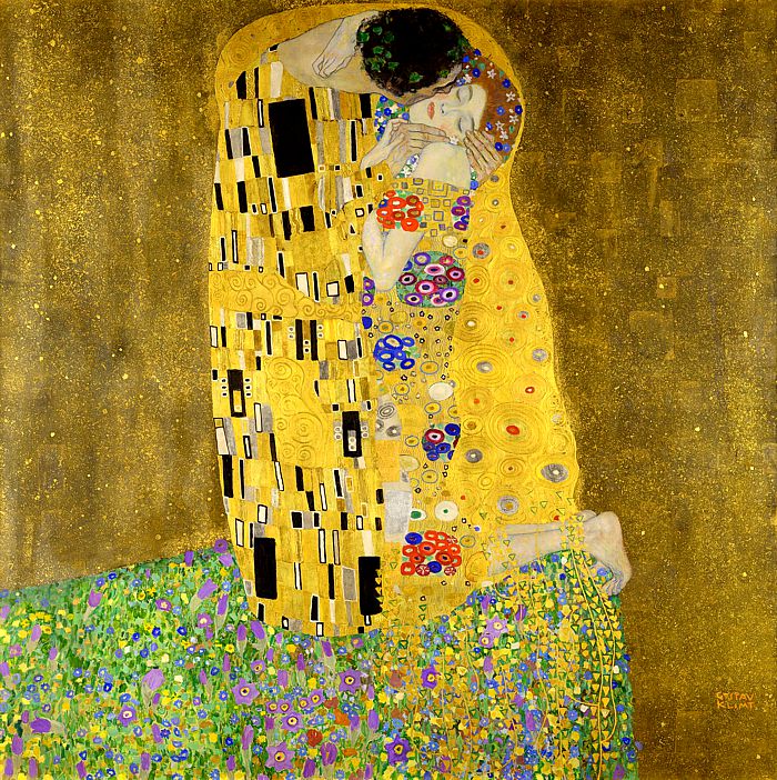 El Beso, Klimt - detalle del abrazo