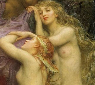 Una mujer mitad pajaro o mitad pez