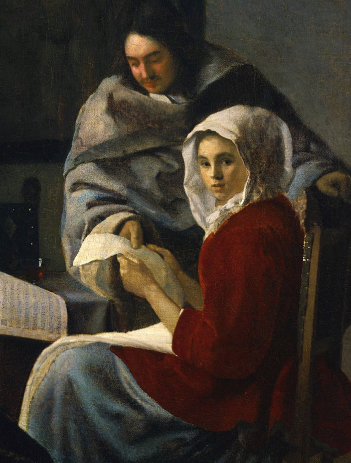 chica interrumpida en su musica vermeer
