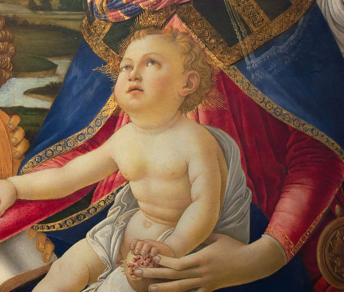Madonna del Magnificat, detalle de la Virgen y el Niño